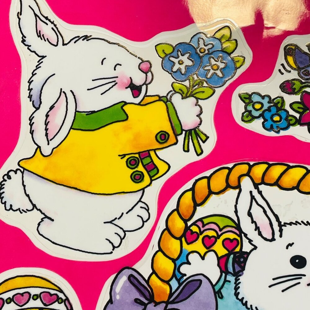 Vintage Easter Reusable Clings Featuring Bunnies & Chicks Color Clings Window - Picture 6 of 9